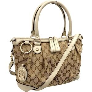 Gucci Sukey Shoulder Bag GG Canvas Leather